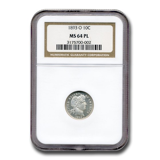 1893-O Barber Dime MS-64 NGC (PL) 1893-O Barber Dime MS-64 NGC (PL)